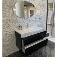 Έπιπλο μπάνιου κομπλέ με νιπτήρα, 100x46,2x61,4 από ξύλο συνθετικό επίτοιχου τύπου, χρώμα: Μαύρο