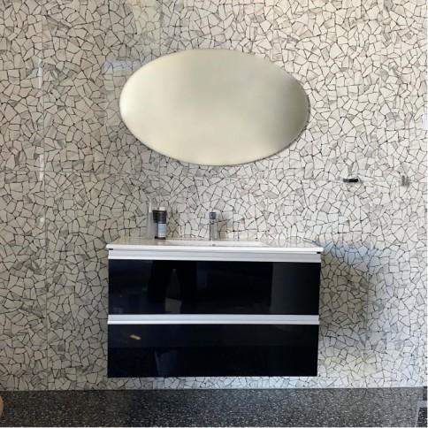 Έπιπλο μπάνιου κομπλέ με νιπτήρα, 100x46,2x61,4 από ξύλο συνθετικό επίτοιχου τύπου, χρώμα: Μαύρο Έπιπλο μπάνιου κομπλέ με νιπτήρα, 100x46,2x61,4 από ξύλο συνθετικό επίτοιχου τύπου, χρώμα: Μαύρο