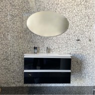 Έπιπλο μπάνιου κομπλέ με νιπτήρα, 100x46,2x61,4 από ξύλο συνθετικό επίτοιχου τύπου, χρώμα: Μαύρο